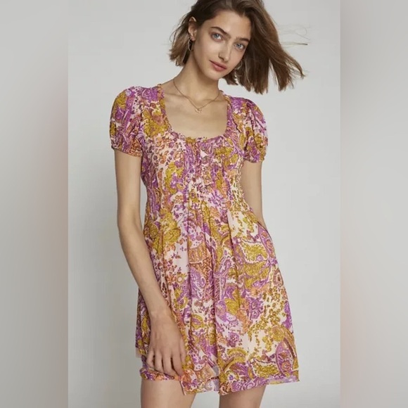 NWT Urban Outfitters Printed Babydoll Dress Size M - Picture 3 of 9